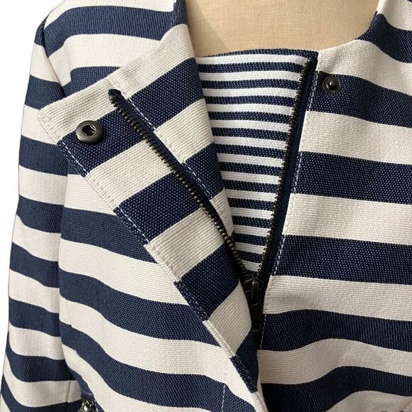 Banana Republic - Moto Jacket- Navy/White Striped / SZ: 8 NWT - Picture 11 of 11